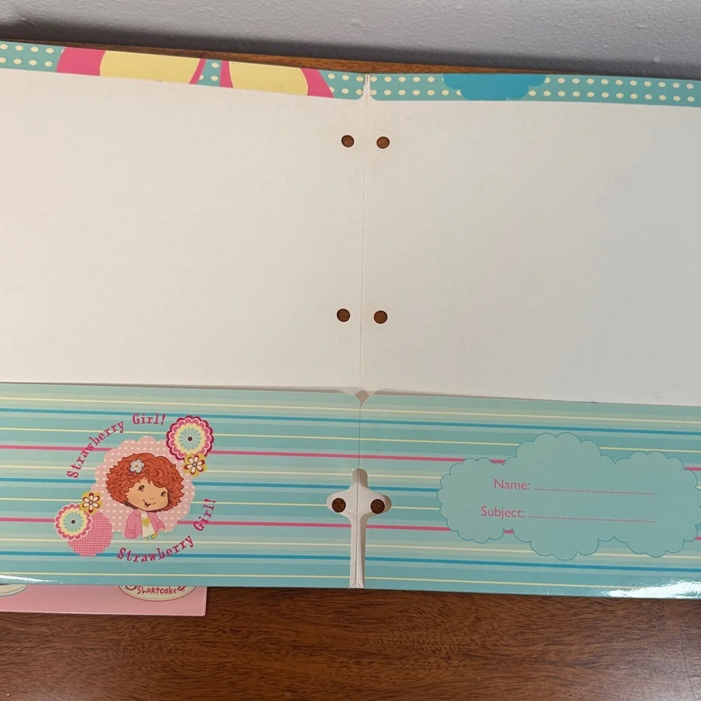 Vintage Strawberry Shortcake 2005 2 Pocket Portfolio Folders 3 Ring